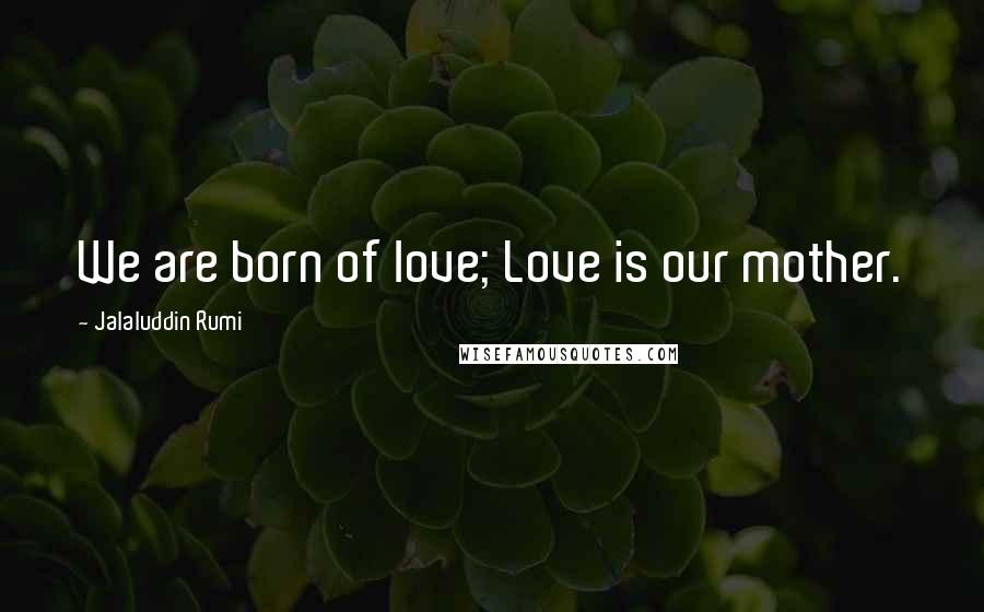 Jalaluddin Rumi Quotes: We are born of love; Love is our mother.