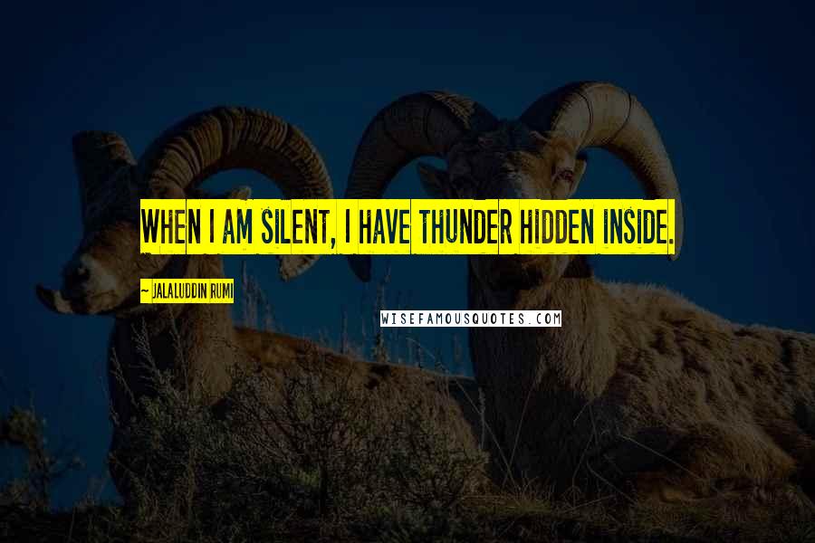 Jalaluddin Rumi Quotes: When I am silent, I have thunder hidden inside.