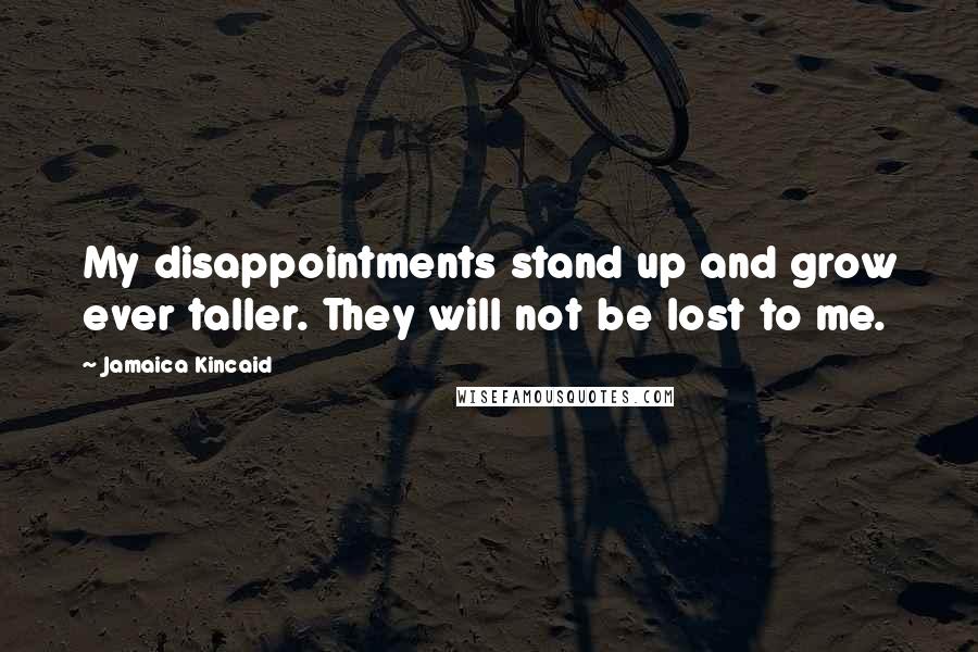 Jamaica Kincaid Quotes: My disappointments stand up and grow ever taller. They will not be lost to me.