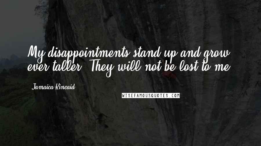 Jamaica Kincaid Quotes: My disappointments stand up and grow ever taller. They will not be lost to me.