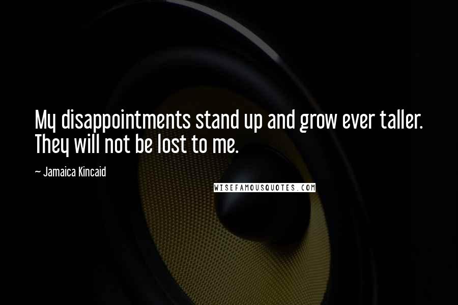 Jamaica Kincaid Quotes: My disappointments stand up and grow ever taller. They will not be lost to me.