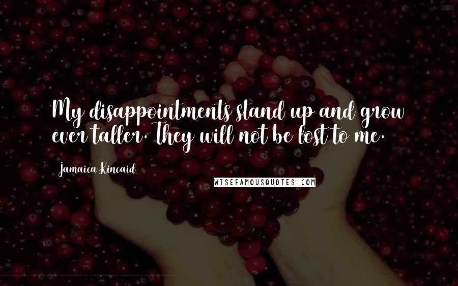 Jamaica Kincaid Quotes: My disappointments stand up and grow ever taller. They will not be lost to me.