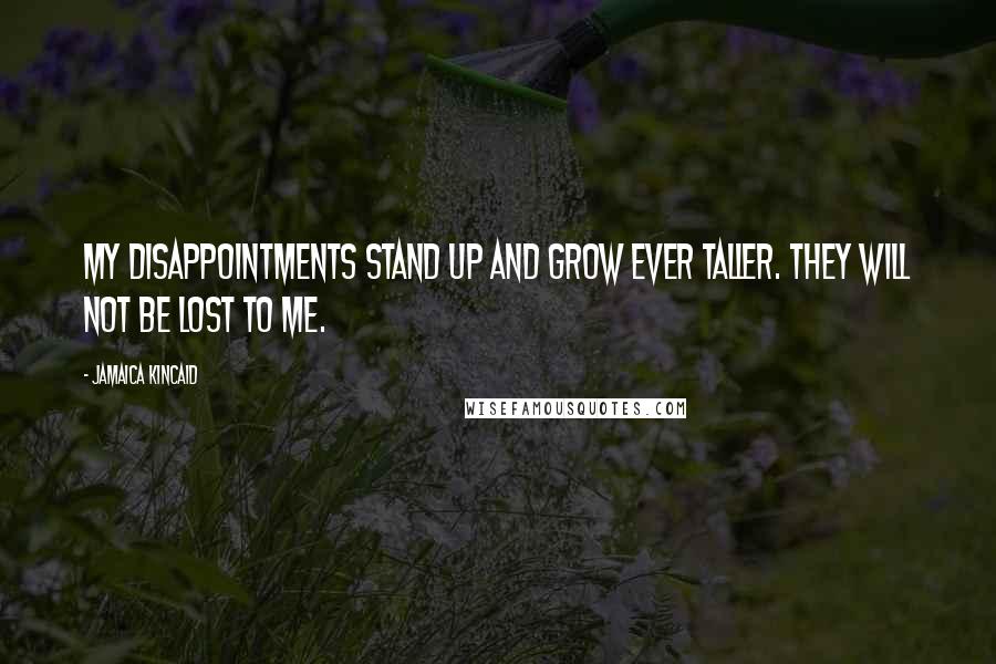 Jamaica Kincaid Quotes: My disappointments stand up and grow ever taller. They will not be lost to me.