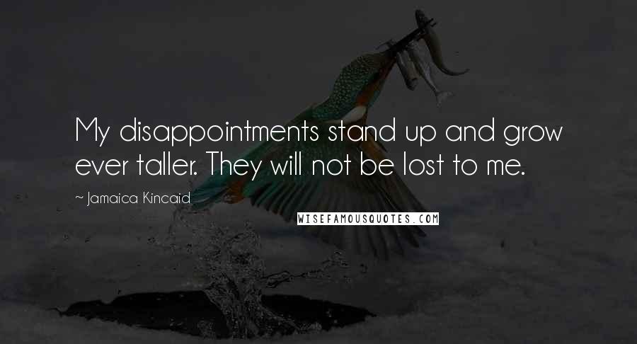 Jamaica Kincaid Quotes: My disappointments stand up and grow ever taller. They will not be lost to me.