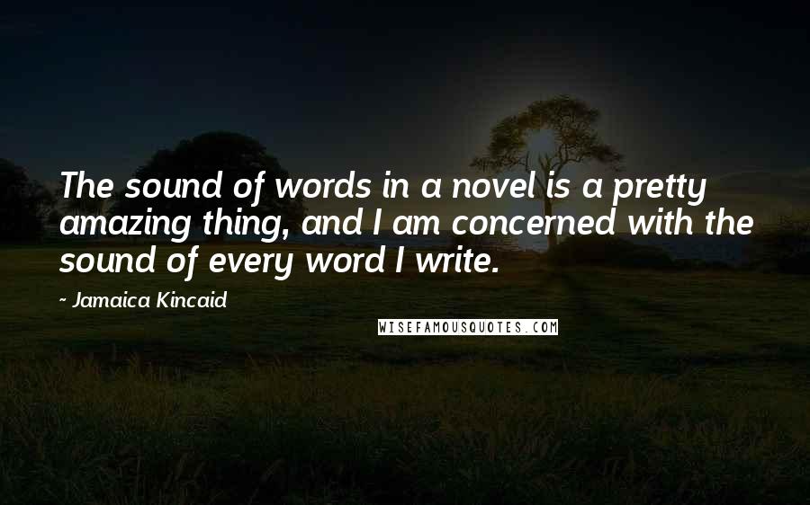 Jamaica Kincaid Quotes: The sound of words in a novel is a pretty amazing thing, and I am concerned with the sound of every word I write.