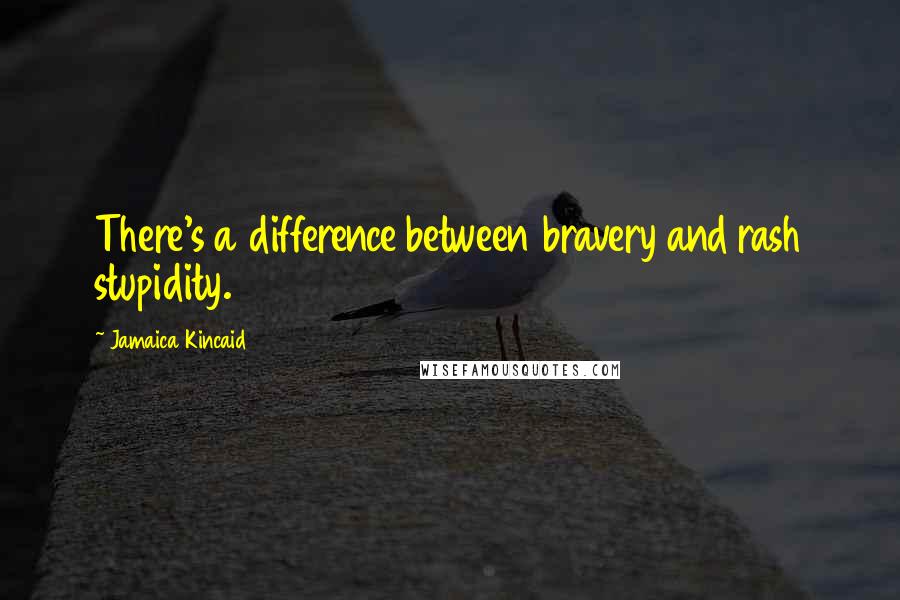 Jamaica Kincaid Quotes: There's a difference between bravery and rash stupidity.