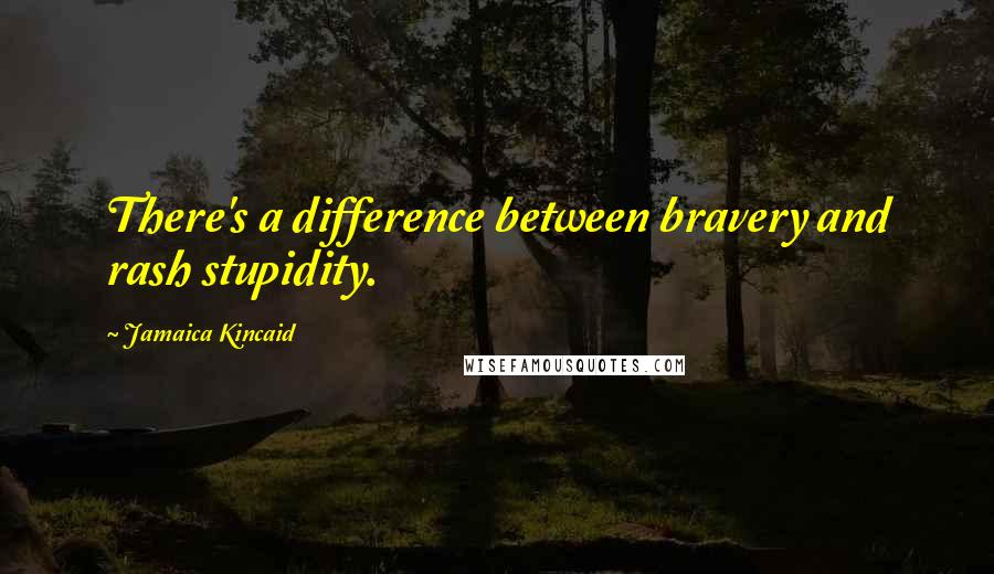 Jamaica Kincaid Quotes: There's a difference between bravery and rash stupidity.