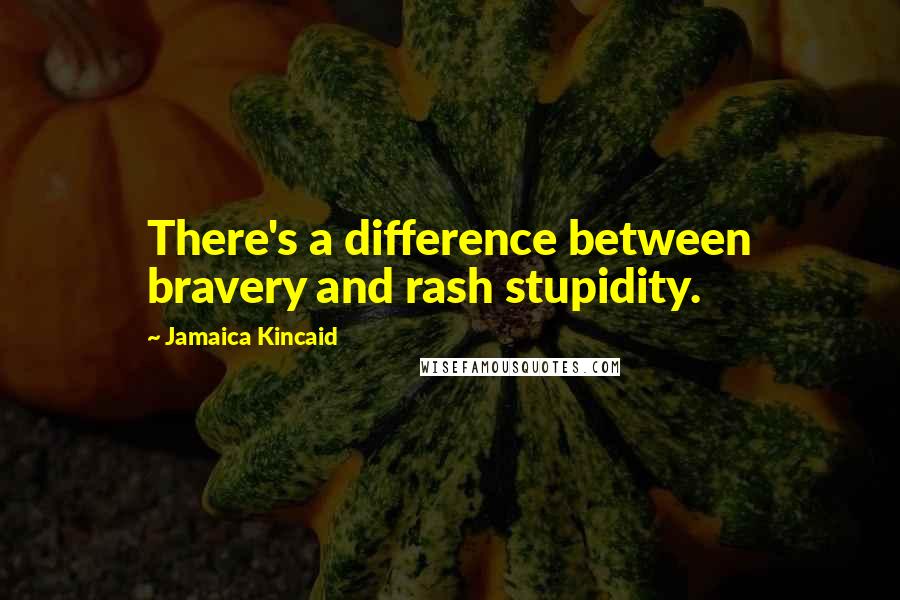 Jamaica Kincaid Quotes: There's a difference between bravery and rash stupidity.