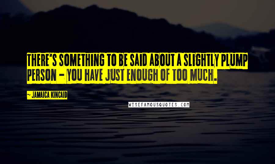 Jamaica Kincaid Quotes: There's something to be said about a slightly plump person - you have just enough of too much.