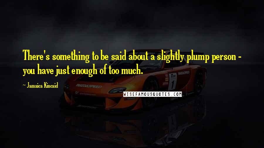 Jamaica Kincaid Quotes: There's something to be said about a slightly plump person - you have just enough of too much.