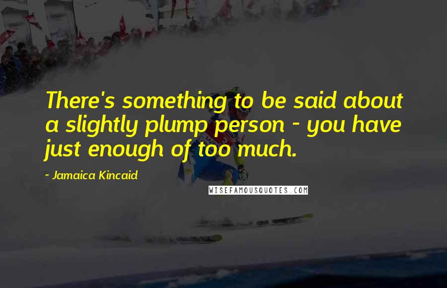 Jamaica Kincaid Quotes: There's something to be said about a slightly plump person - you have just enough of too much.