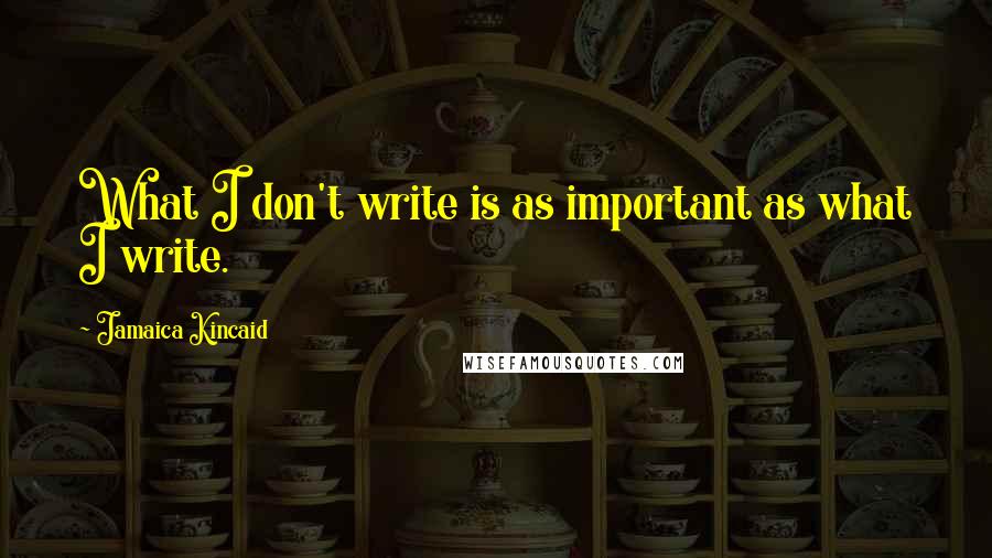 Jamaica Kincaid Quotes: What I don't write is as important as what I write.