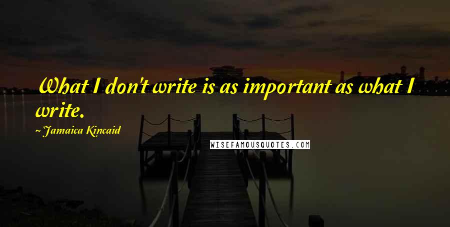 Jamaica Kincaid Quotes: What I don't write is as important as what I write.