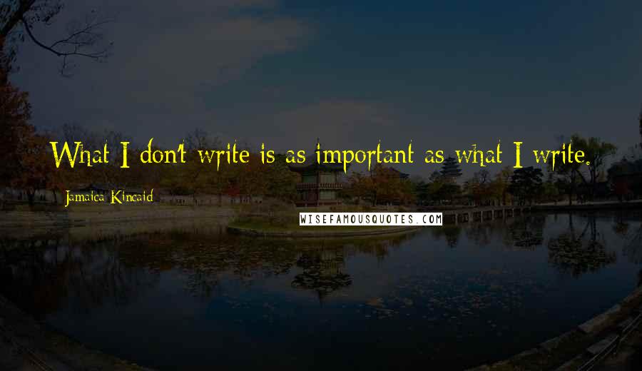 Jamaica Kincaid Quotes: What I don't write is as important as what I write.