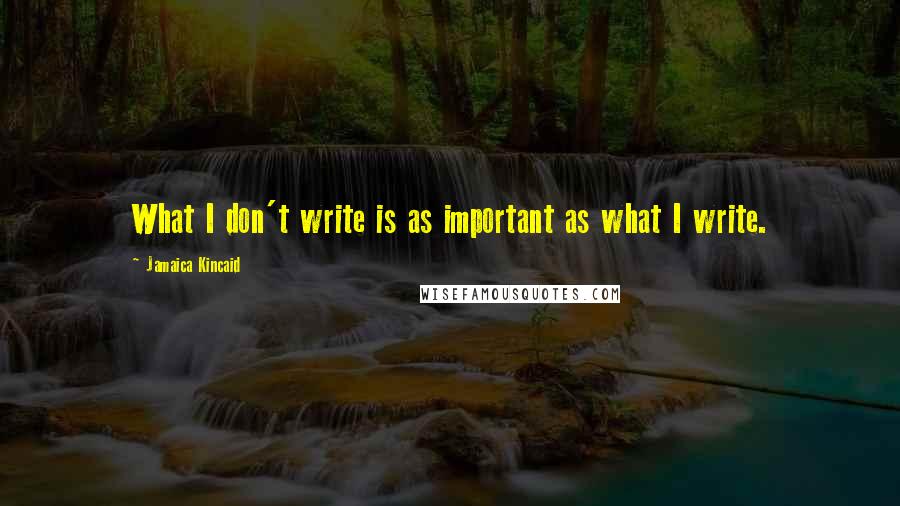 Jamaica Kincaid Quotes: What I don't write is as important as what I write.