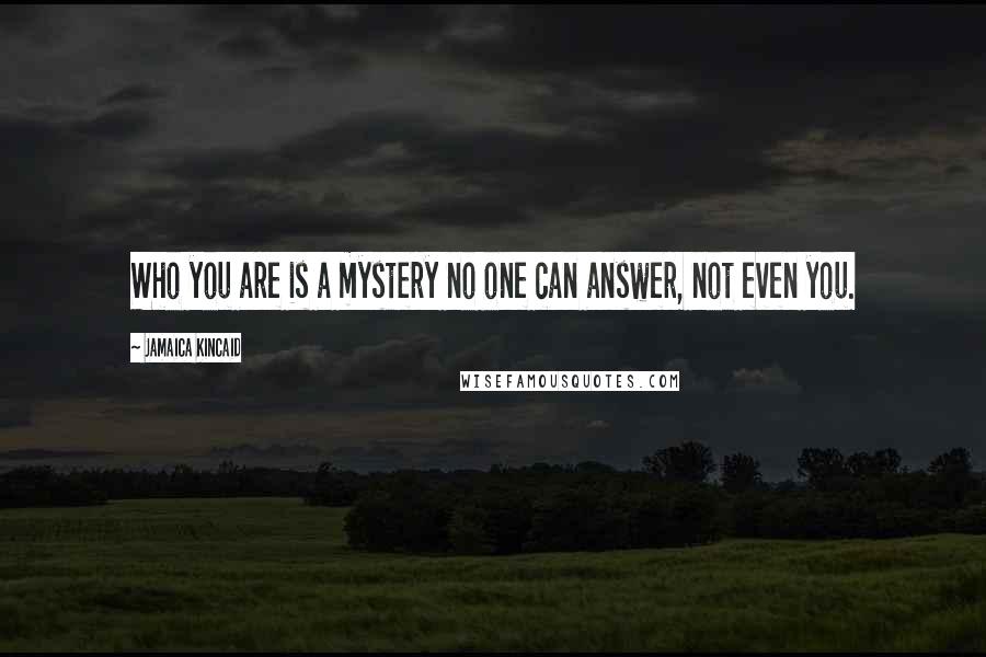 Jamaica Kincaid Quotes: Who you are is a mystery no one can answer, not even you.