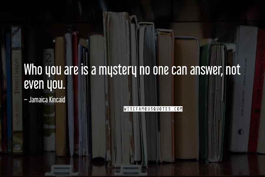Jamaica Kincaid Quotes: Who you are is a mystery no one can answer, not even you.