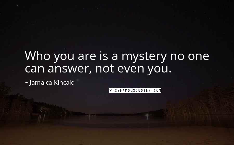 Jamaica Kincaid Quotes: Who you are is a mystery no one can answer, not even you.