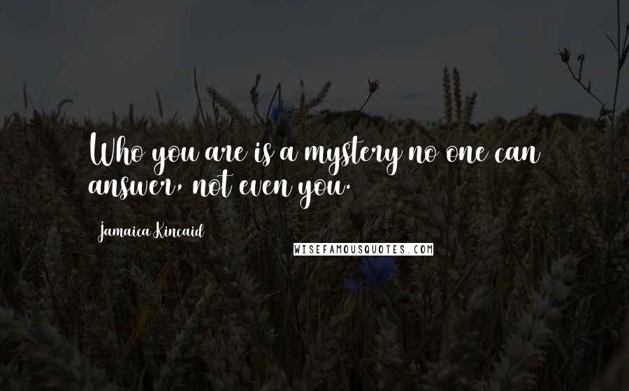 Jamaica Kincaid Quotes: Who you are is a mystery no one can answer, not even you.