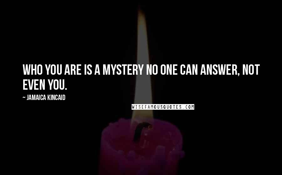 Jamaica Kincaid Quotes: Who you are is a mystery no one can answer, not even you.
