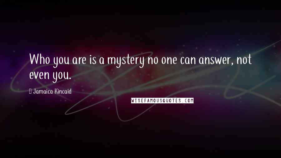 Jamaica Kincaid Quotes: Who you are is a mystery no one can answer, not even you.