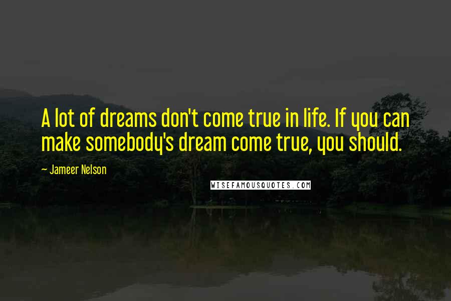 Jameer Nelson Quotes: A lot of dreams don't come true in life. If you can make somebody's dream come true, you should.