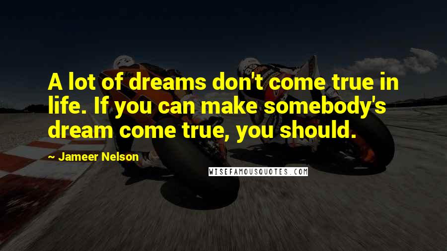 Jameer Nelson Quotes: A lot of dreams don't come true in life. If you can make somebody's dream come true, you should.