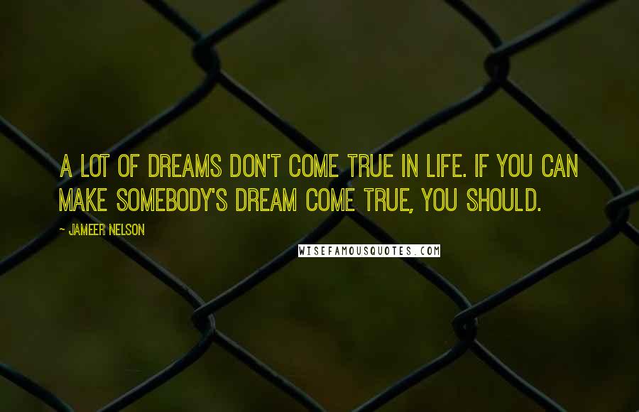 Jameer Nelson Quotes: A lot of dreams don't come true in life. If you can make somebody's dream come true, you should.