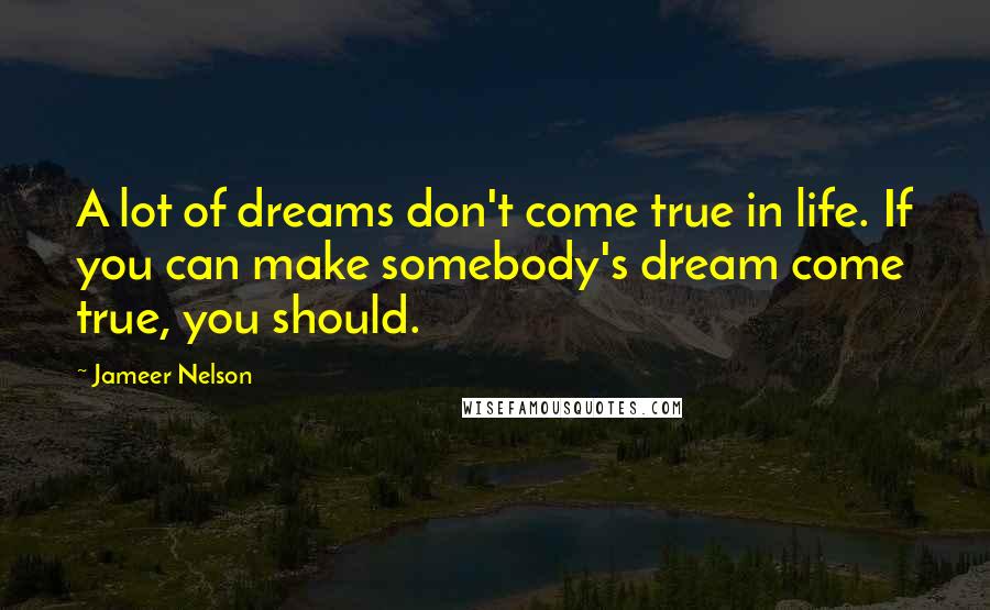 Jameer Nelson Quotes: A lot of dreams don't come true in life. If you can make somebody's dream come true, you should.