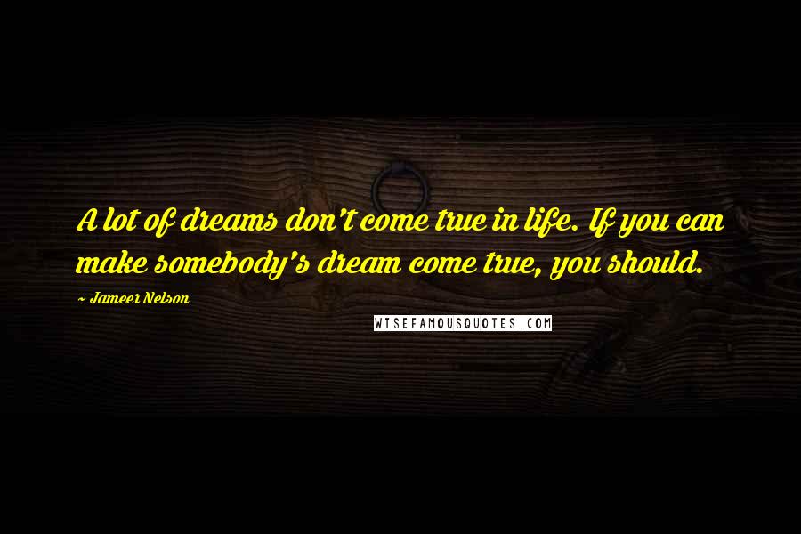 Jameer Nelson Quotes: A lot of dreams don't come true in life. If you can make somebody's dream come true, you should.