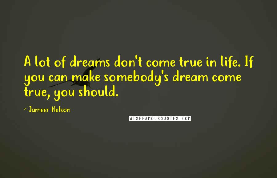 Jameer Nelson Quotes: A lot of dreams don't come true in life. If you can make somebody's dream come true, you should.