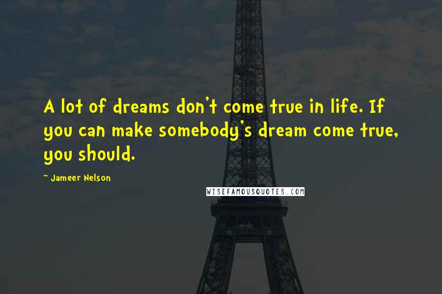 Jameer Nelson Quotes: A lot of dreams don't come true in life. If you can make somebody's dream come true, you should.