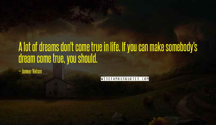 Jameer Nelson Quotes: A lot of dreams don't come true in life. If you can make somebody's dream come true, you should.