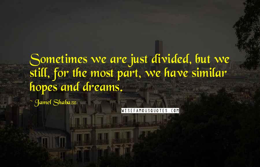 Jamel Shabazz Quotes: Sometimes we are just divided, but we still, for the most part, we have similar hopes and dreams.