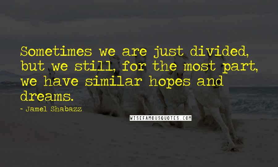 Jamel Shabazz Quotes: Sometimes we are just divided, but we still, for the most part, we have similar hopes and dreams.