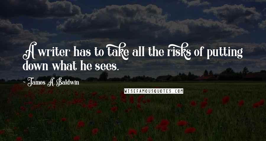 James A. Baldwin Quotes: A writer has to take all the risks of putting down what he sees.