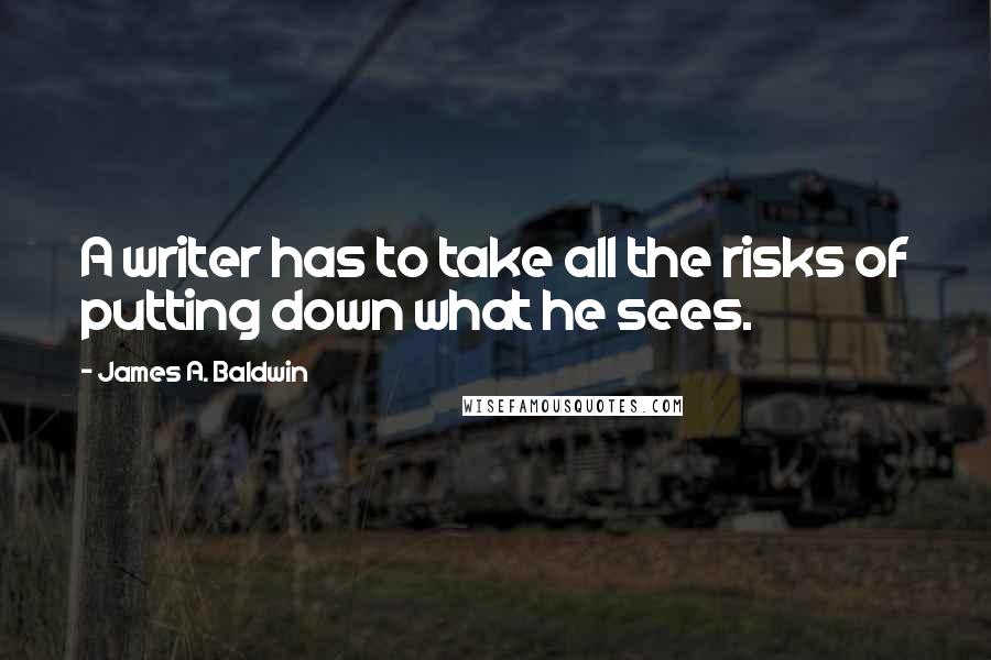 James A. Baldwin Quotes: A writer has to take all the risks of putting down what he sees.