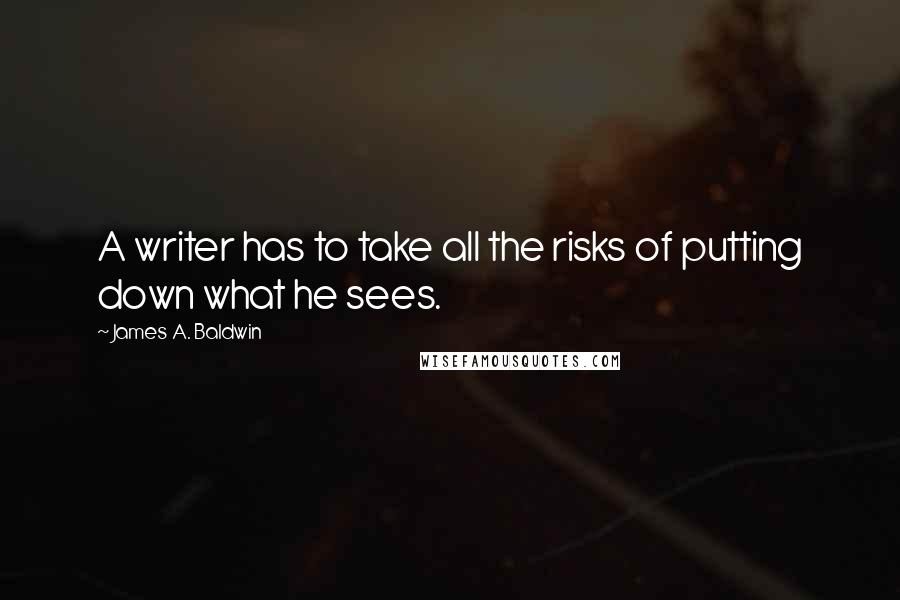 James A. Baldwin Quotes: A writer has to take all the risks of putting down what he sees.