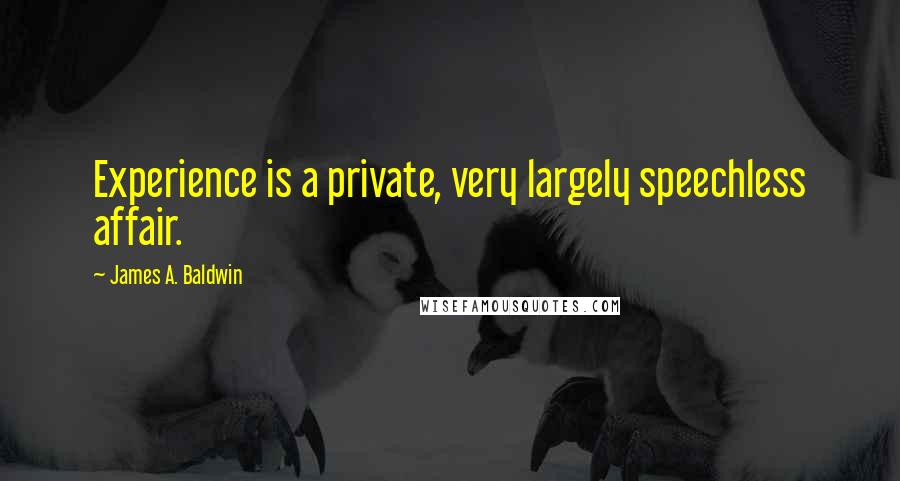 James A. Baldwin Quotes: Experience is a private, very largely speechless affair.