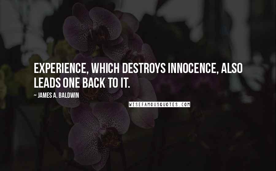 James A. Baldwin Quotes: Experience, which destroys innocence, also leads one back to it.