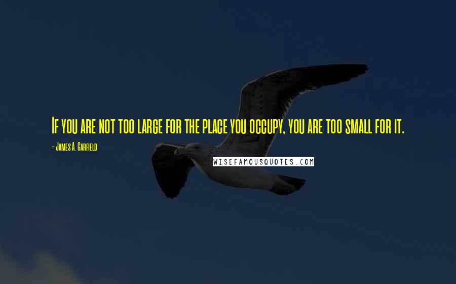 James A. Garfield Quotes: If you are not too large for the place you occupy, you are too small for it.