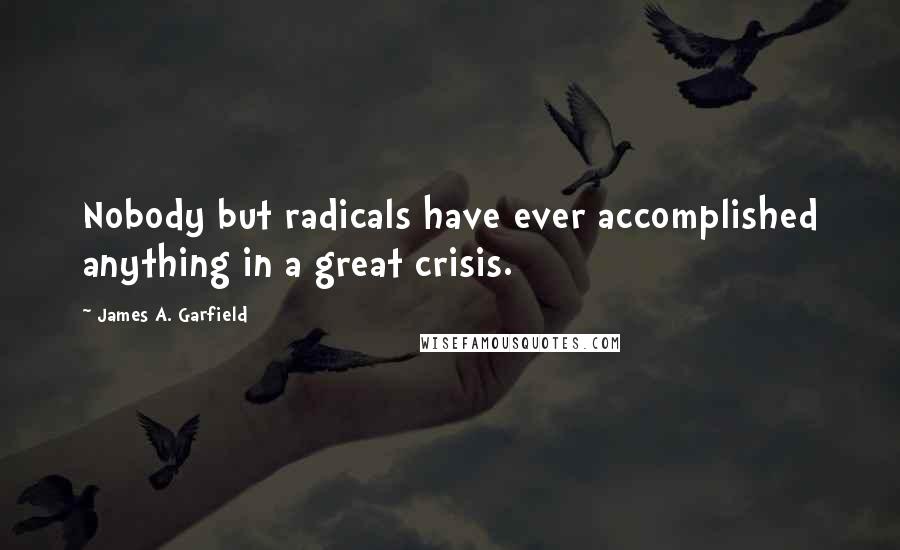 James A. Garfield Quotes: Nobody but radicals have ever accomplished anything in a great crisis.