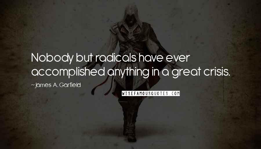 James A. Garfield Quotes: Nobody but radicals have ever accomplished anything in a great crisis.