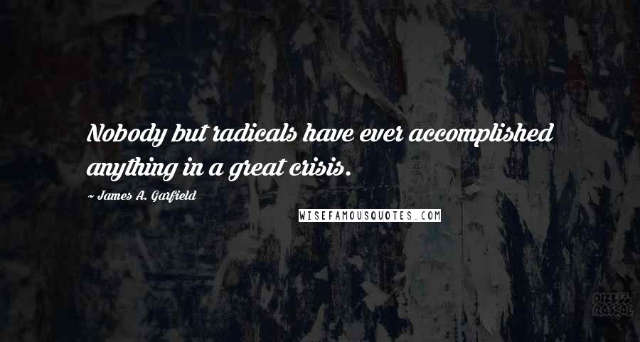 James A. Garfield Quotes: Nobody but radicals have ever accomplished anything in a great crisis.