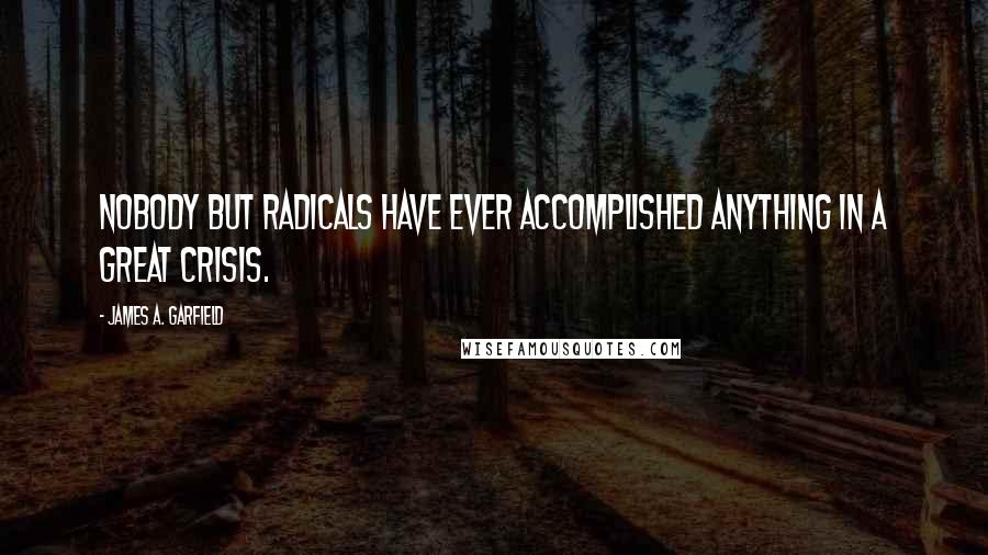 James A. Garfield Quotes: Nobody but radicals have ever accomplished anything in a great crisis.