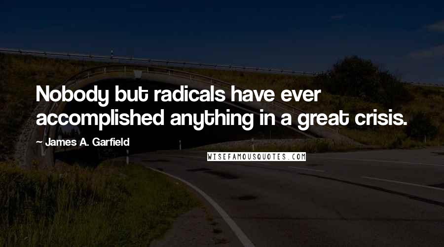 James A. Garfield Quotes: Nobody but radicals have ever accomplished anything in a great crisis.