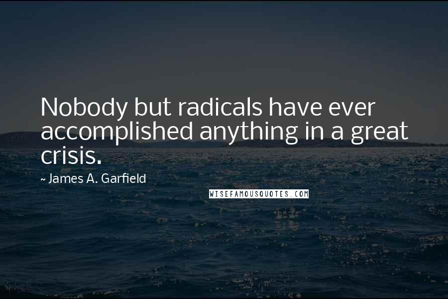 James A. Garfield Quotes: Nobody but radicals have ever accomplished anything in a great crisis.