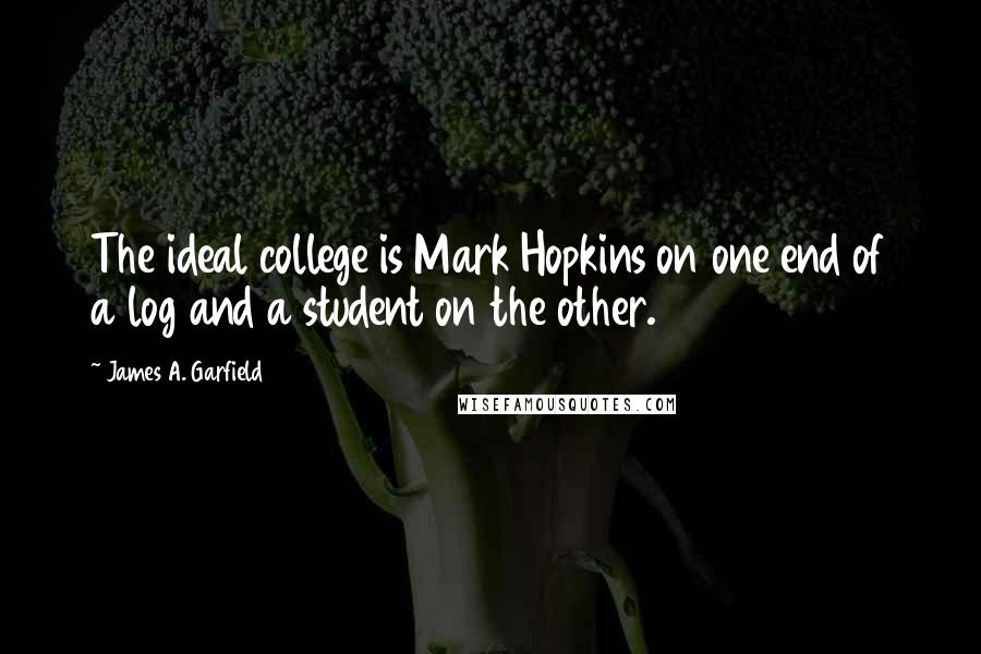 James A. Garfield Quotes: The ideal college is Mark Hopkins on one end of a log and a student on the other.