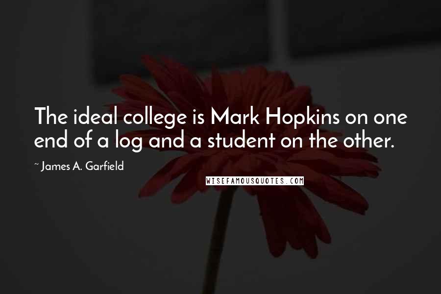 James A. Garfield Quotes: The ideal college is Mark Hopkins on one end of a log and a student on the other.