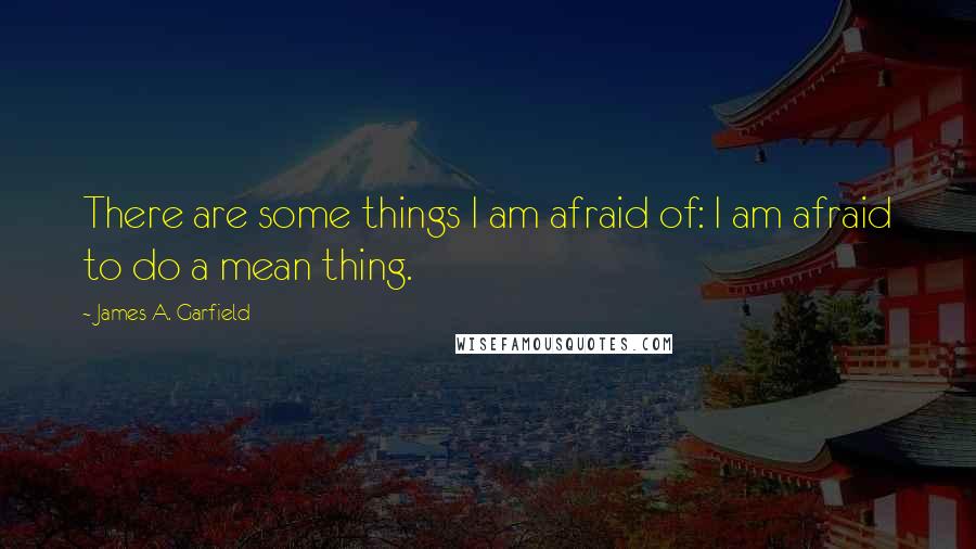 James A. Garfield Quotes: There are some things I am afraid of: I am afraid to do a mean thing.